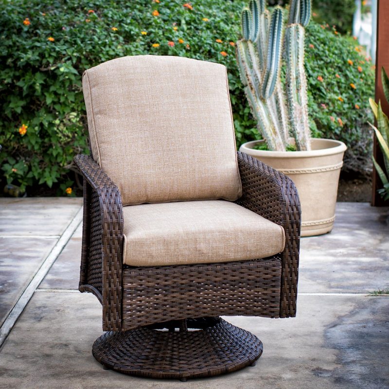 Best Patio Dining Chairs-Tiara Garden All Weather Wicker Patio Swivel Dining Chairs by Coral Coast