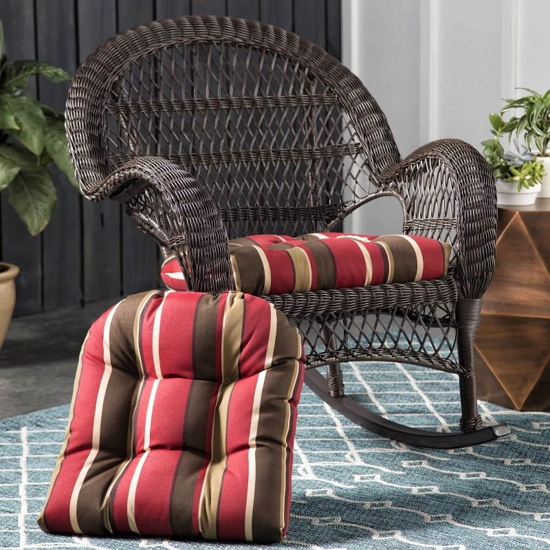 Best Patio Dining Chair Cushions-Striped Indoor Outdoor Dining Chair Cushion by Andover Mills