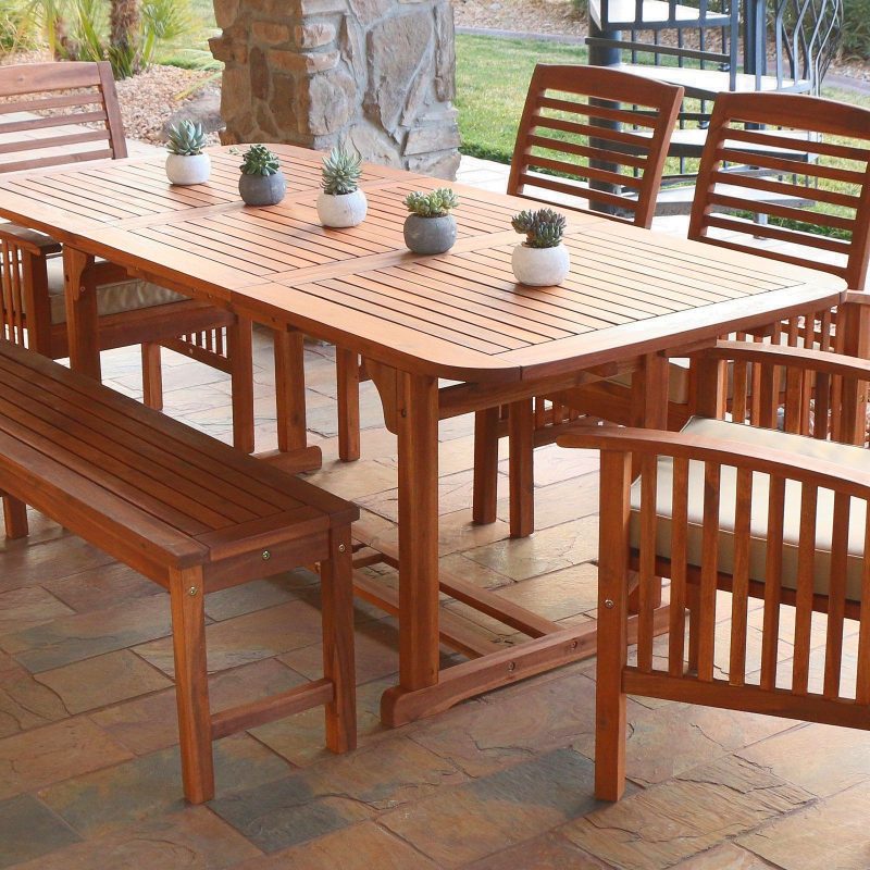 Best Patio Dining Tables-Acacia Wood Patio Extendable Dining Table (generic)