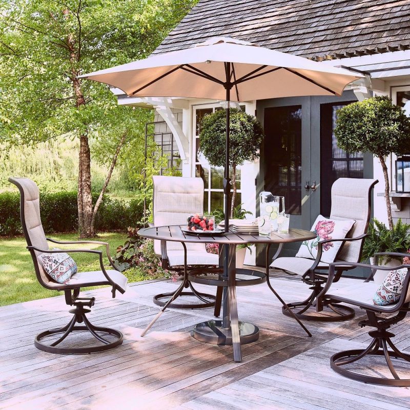 Best Patio Dining Tables-Marrion Round Metal Patio Dining Table by Threshold