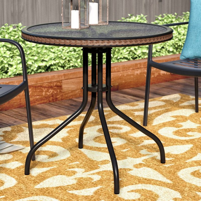 Best Patio Dining Tables-Meadowland Glass Dining Table by Charlton Home