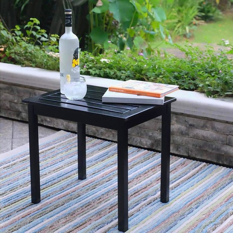 Best Small Patio Table Ideas-Alston Wood Porch Side Table by Cambridge Casual
