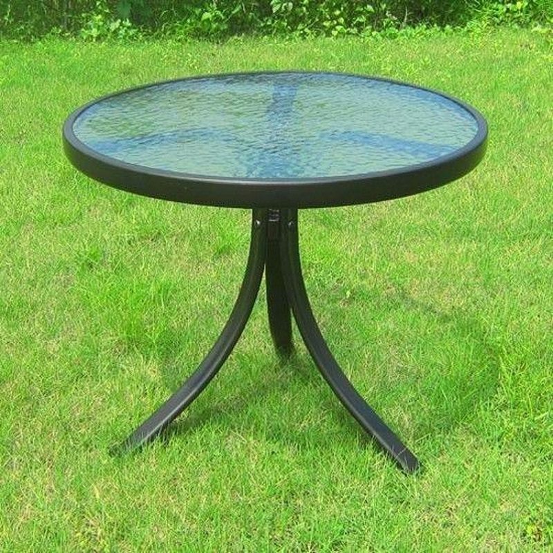 Best Small Patio Table Ideas-Round Outdoor Glass Top Side Table by Mainstays