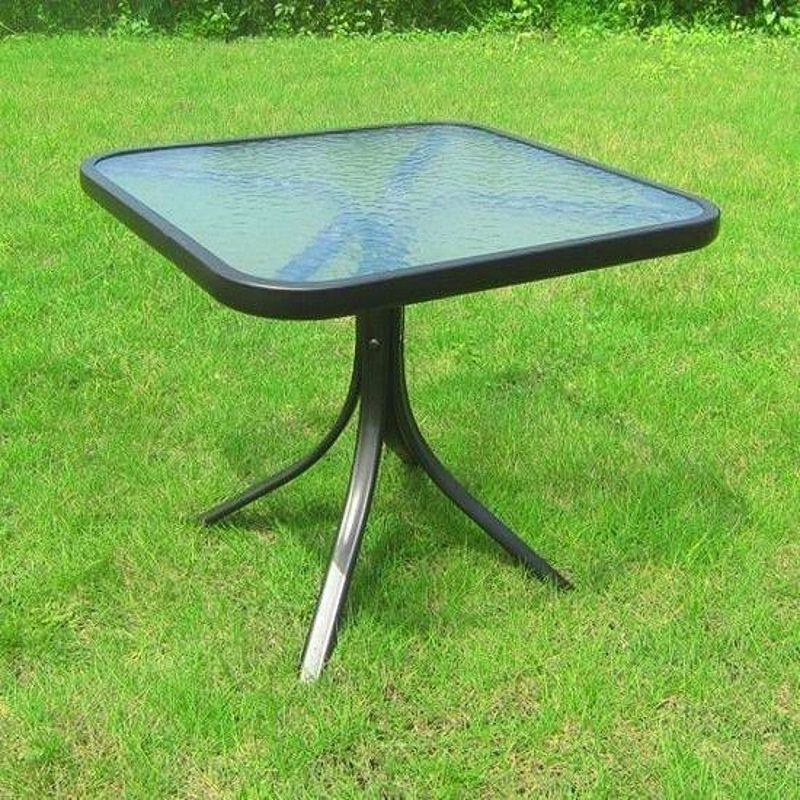 Best Small Patio Table Ideas-Square Glass Patio Side Table by Mainstays